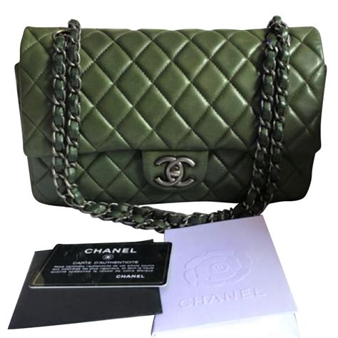 chanel green flap bag